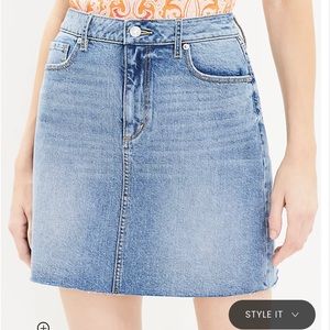 Loft Fresh Cut Denim Shift Skirt in Medium Vintage Indigo Wash